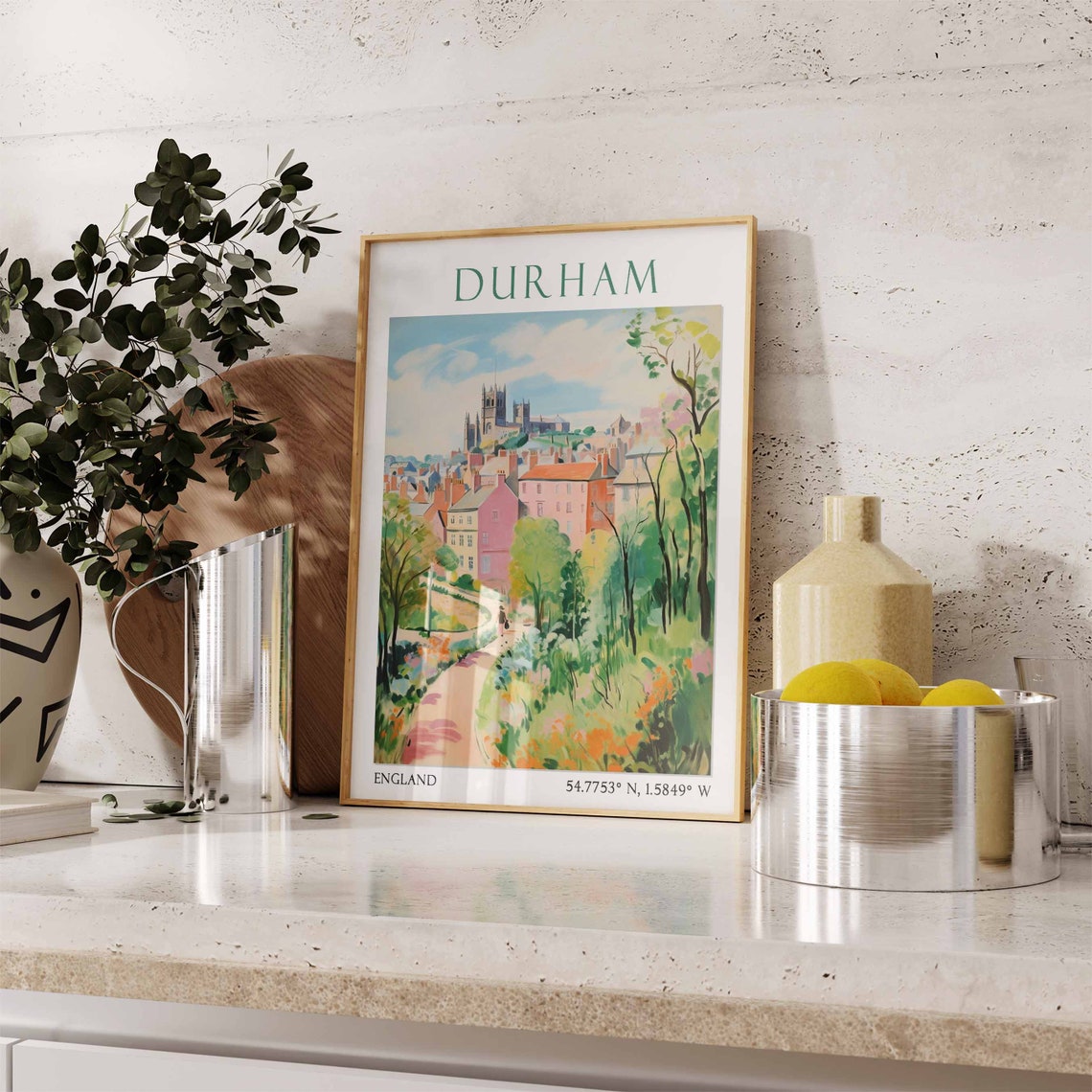 Durham Cathedral View Through Garden Path England Poster Art - Image 3