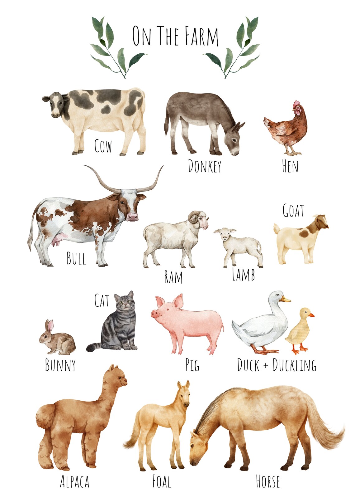 Farm Animals Poster, Beautiful Farmyard Animal Selection - Image 5