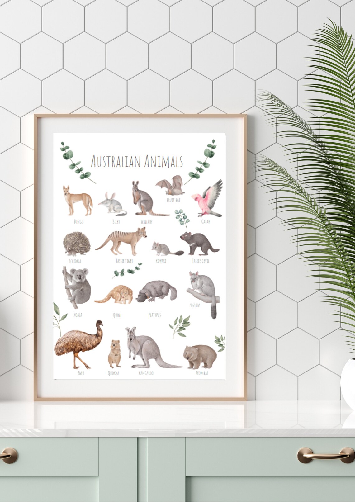 Australian Animals Poster, Aussie Wildlife Art Print