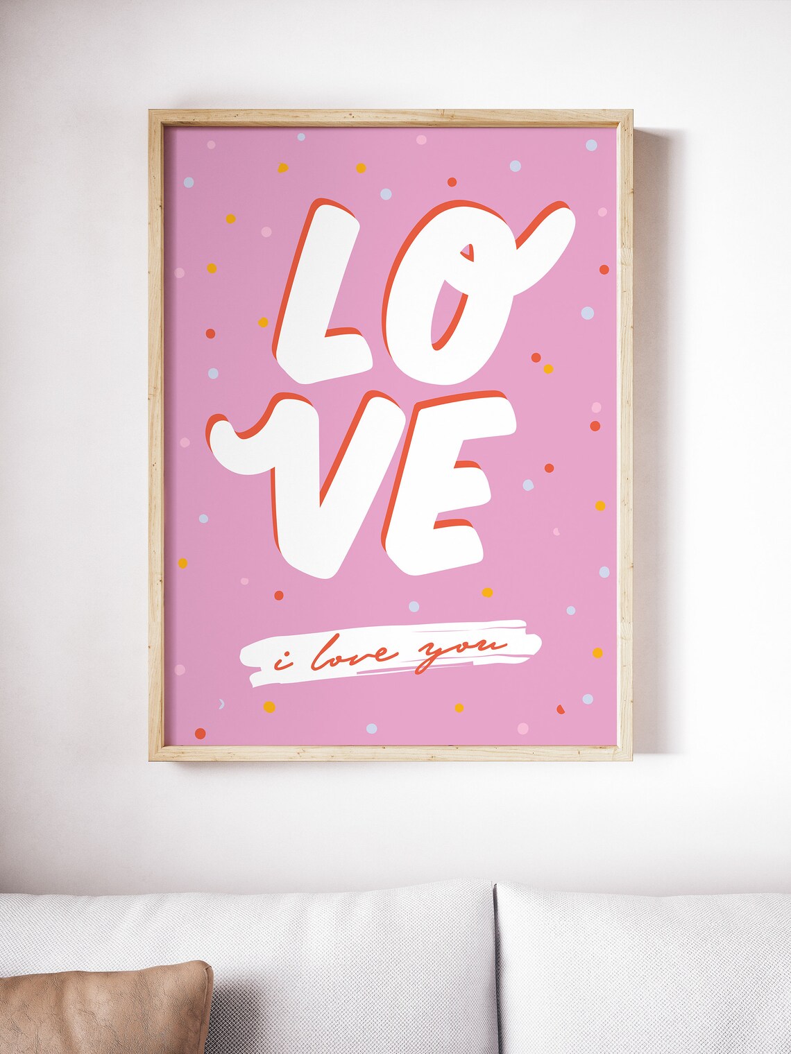 I Love You Pink Bubble Letter Sweet Valentine Typography Poster - Image 2