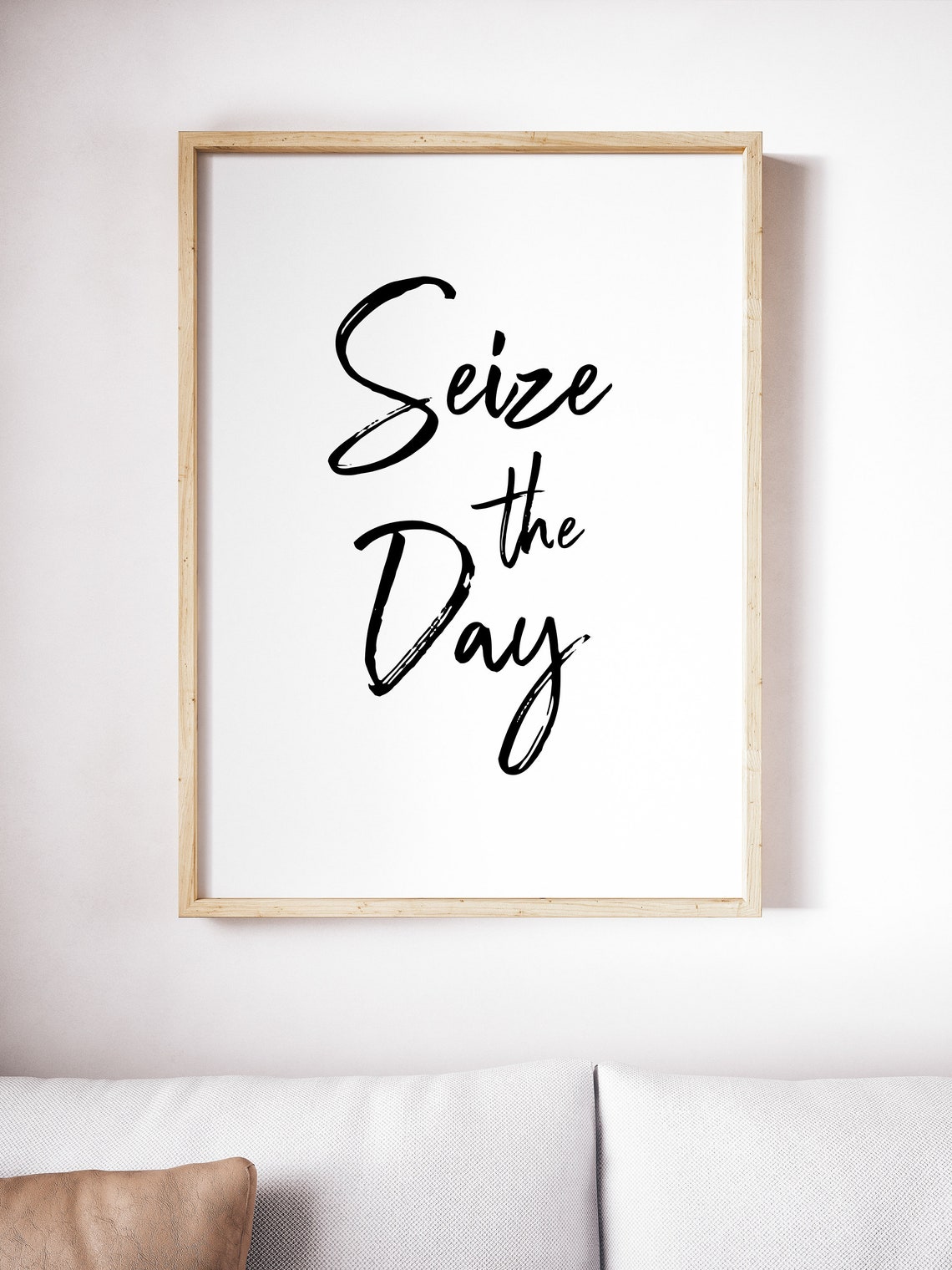 Seize The Day Brush Script Bold Calligraphy Motivational Poster - Image 2