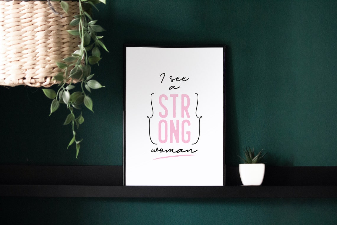 I See A Strong Woman Pink Typography Affirmation Quote Poster - Image 4