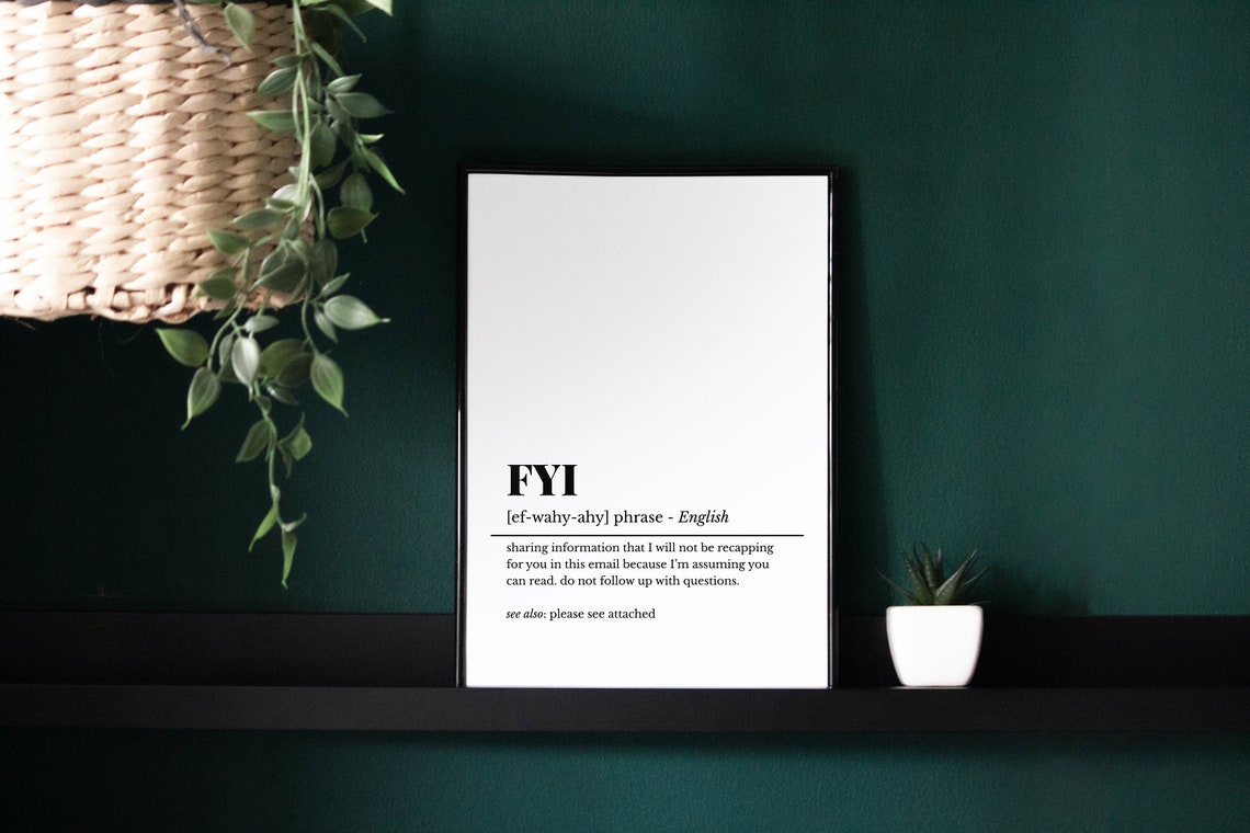 FYI Funny Office Email Definition Phrase Coworker Humor Wall Poster - Image 2