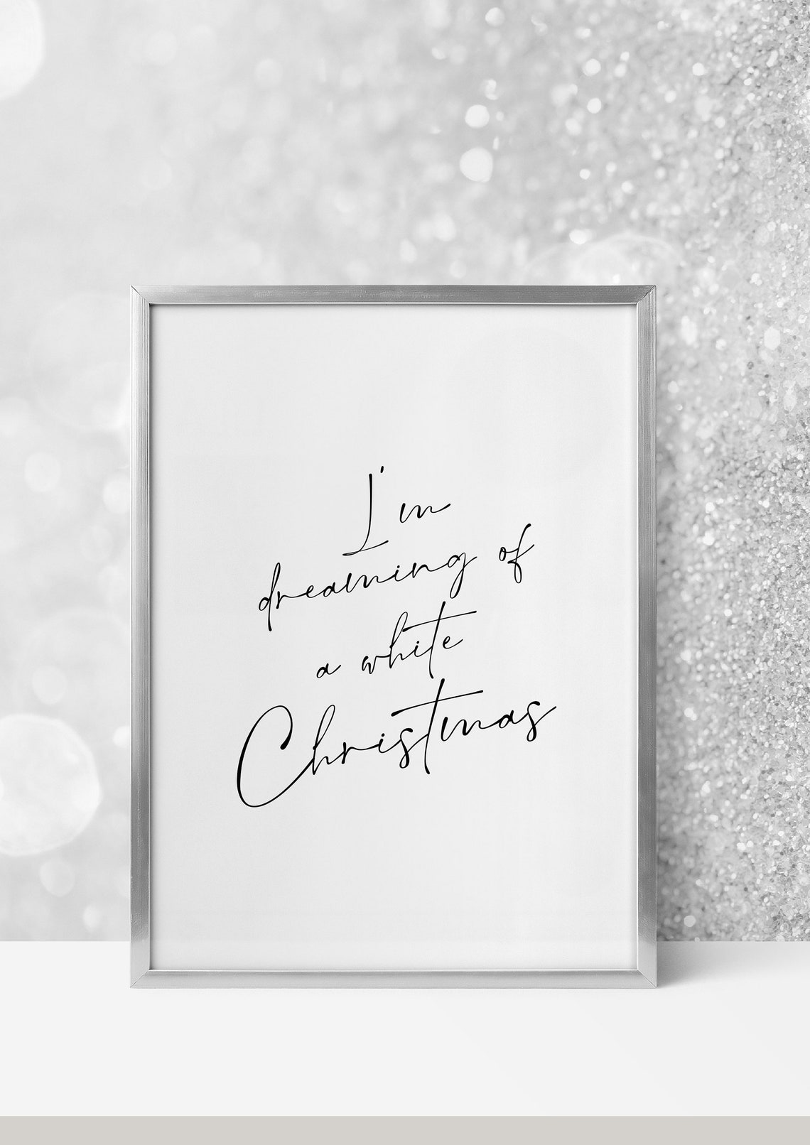 I'm Dreaming Of A White Christmas Script Classic Holiday Poster - Image 3