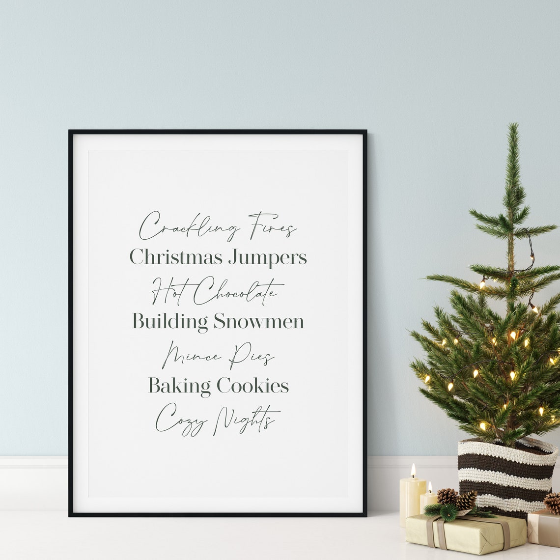 Crackling Fires Hot Chocolate Baking Cookies Christmas Quote Print - Image 5