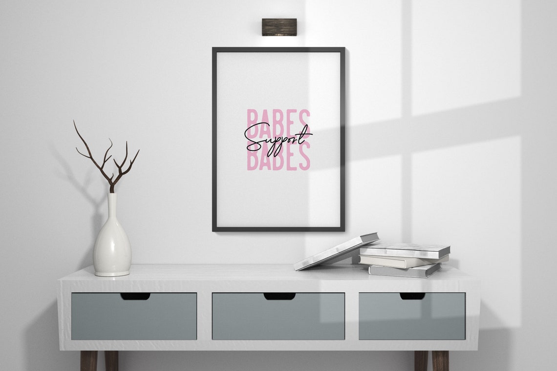 Babes Support Babes Quote Poster Pink Feminist Wall Decor Gift - Image 4
