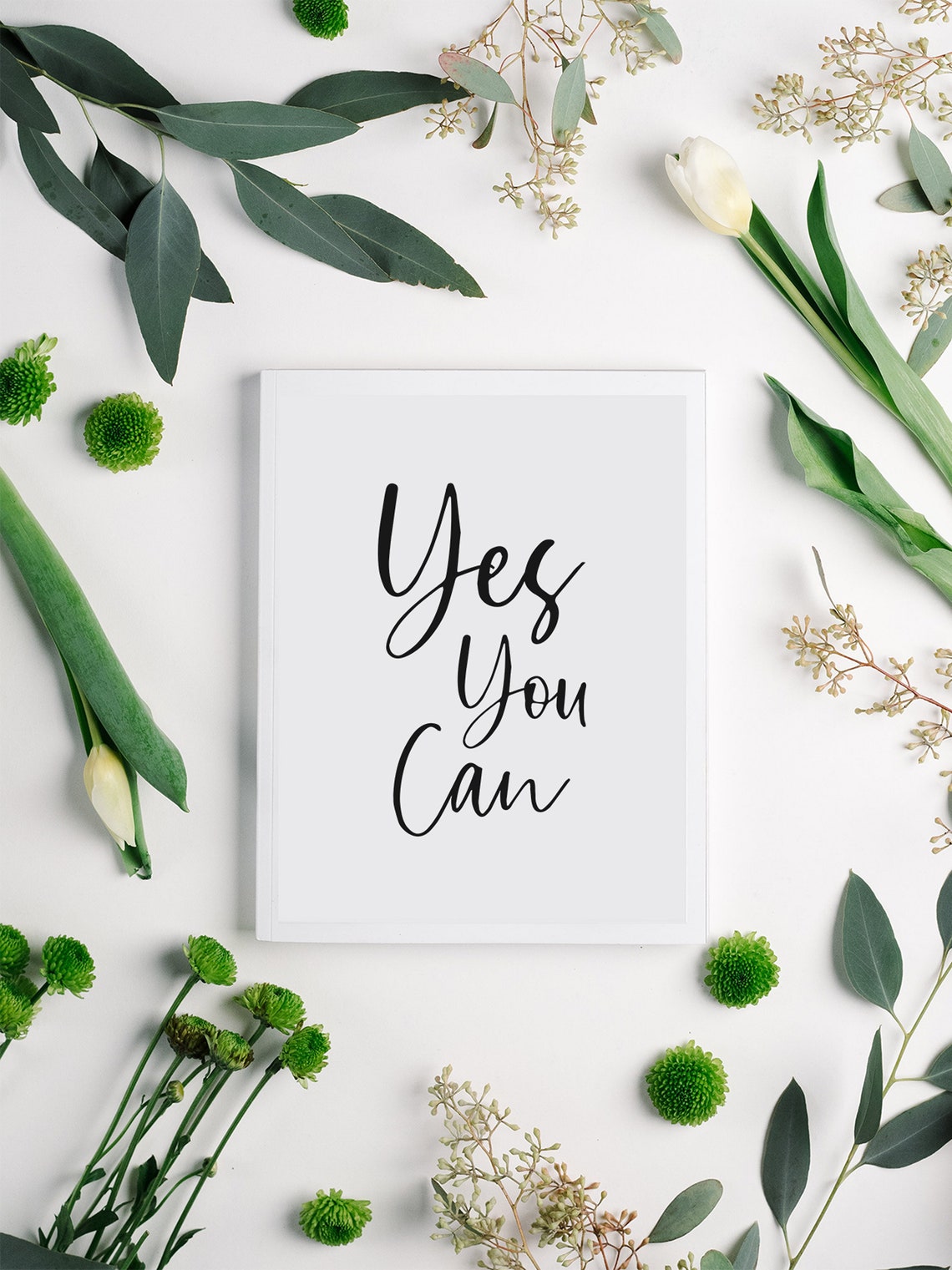 Yes You Can Script Typography Motivational Quote Black White Poster - Image 4