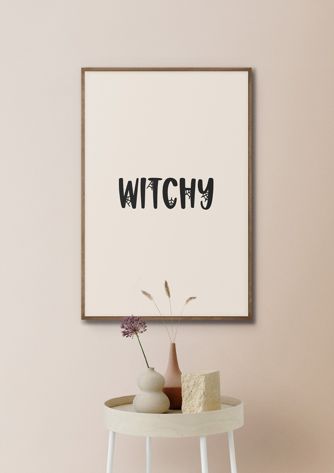 Witchy Minimalist Typography Cream Halloween Word Art Poster - Image 4