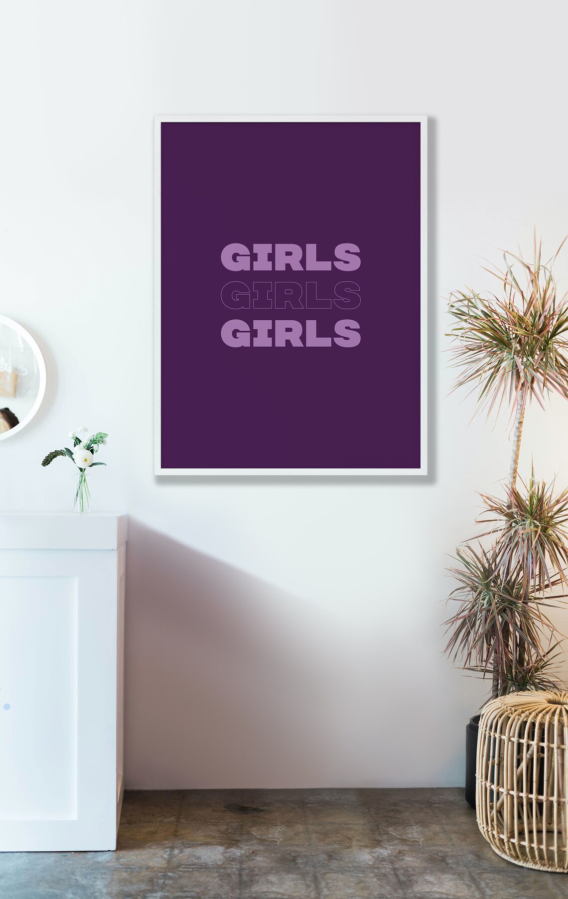 Girls Girls Girls Bold Purple Typography Print for Teen Bedroom Decor - Image 3
