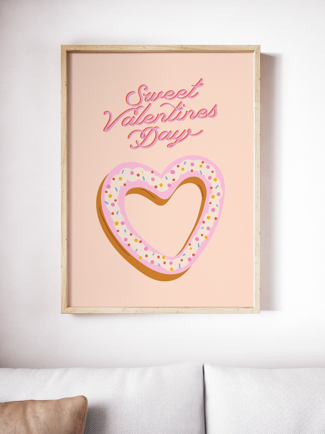Sweet Valentines Day Heart Donut Pink Icing Sprinkles Cute Poster - Image 5