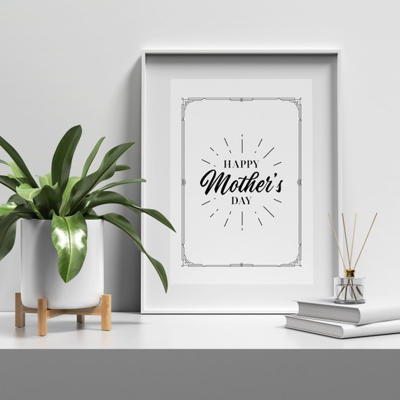 Happy Mothers Day Print Wall Art Typography Poster Mom Gift Bedroom Decor Instant