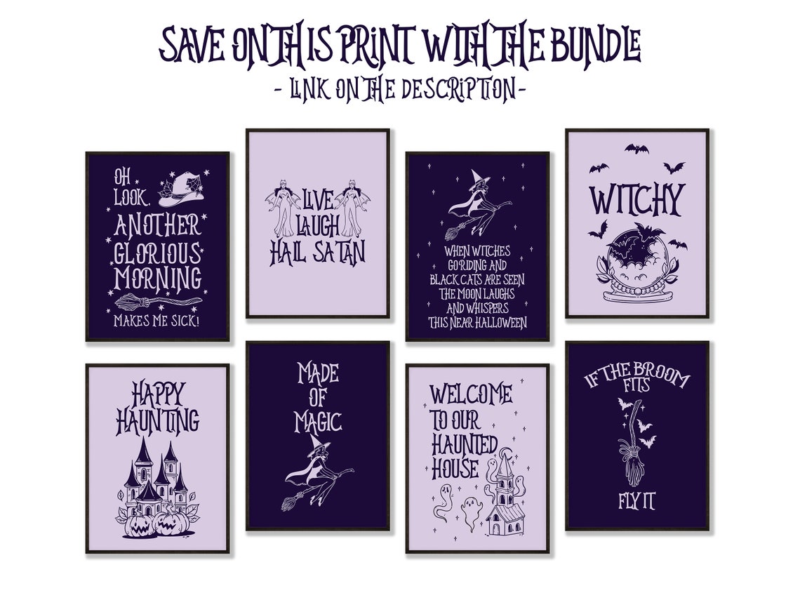 Purple Moon Spooky Tree Bats Halloween Night Sky Wall Poster - Image 4