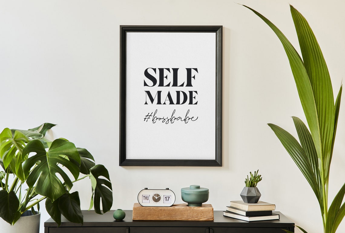 Self Made Boss Babe Feminist Entrepreneur Hustle Quote Poster - Image 2