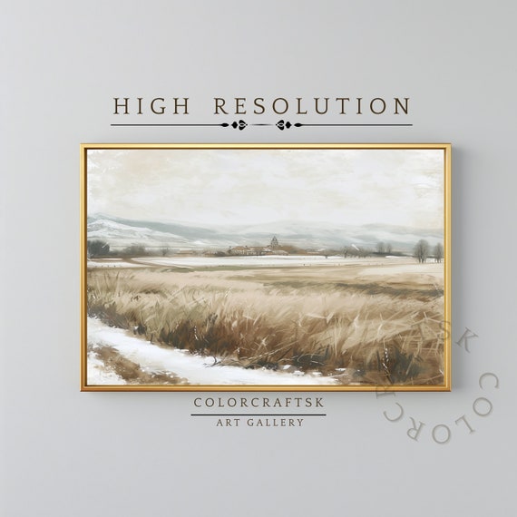 Vintage Country Wall Art Landscape Painting Rustic Wall Art Farmhouse Wall Decor Countryside Print Instant