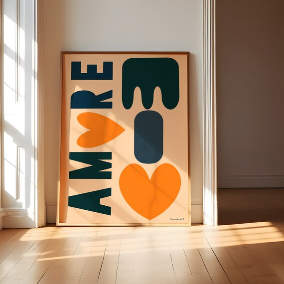 Amore Mio Modern Typography Love Quote Art Print