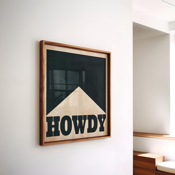 Howdy Vintage Western Poster, Cowboy Wall Art Print
