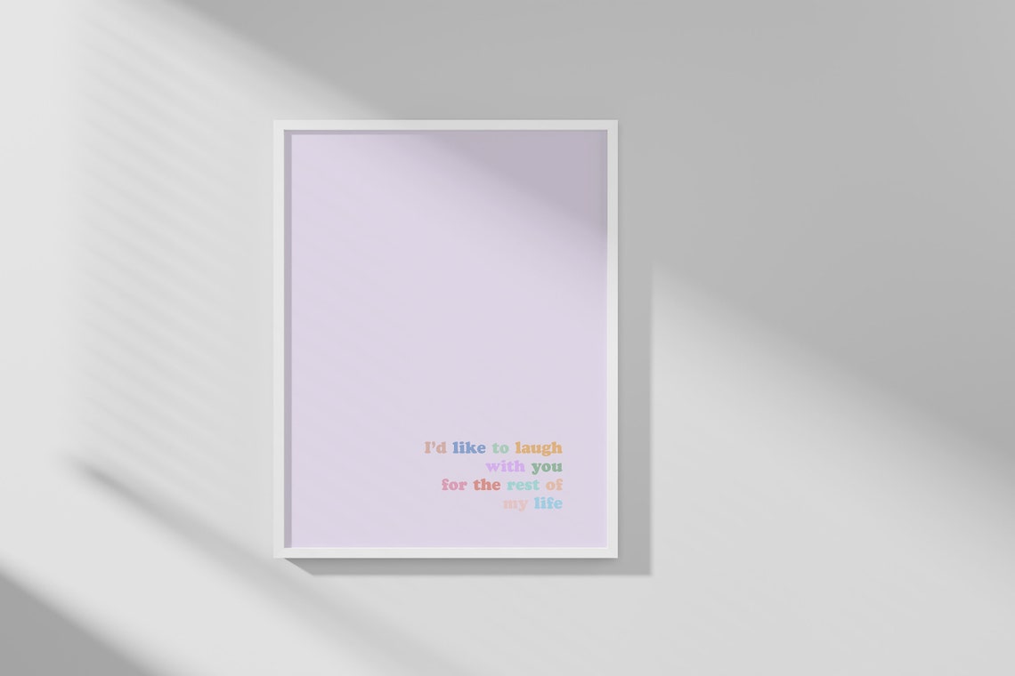 Id Like To Laugh With You For The Rest Of My Life Poster Wall Art Love You Art Print Romantic Quote Print Pink Lavender Color - Image 4