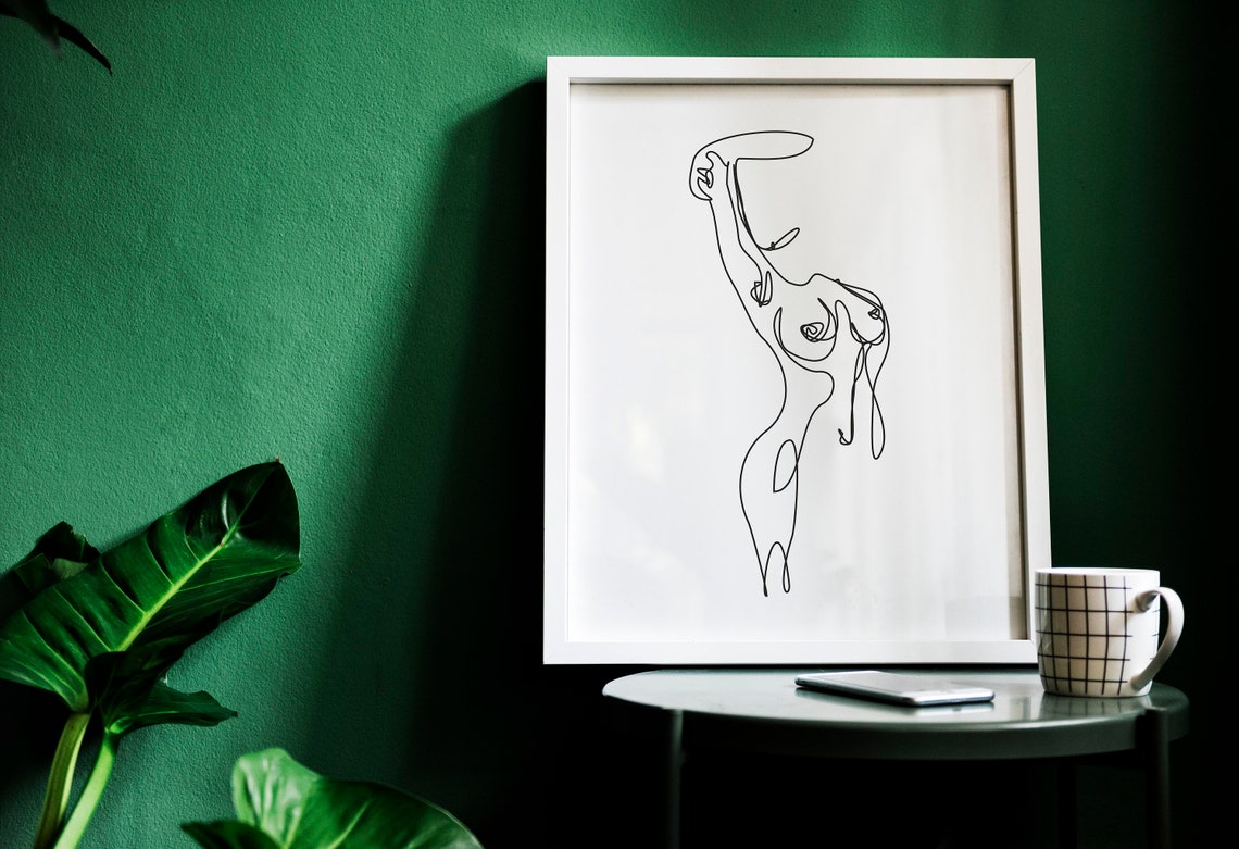 Abstract One Line Nude Woman Figure Minimalist Modern Body Art Poster - Image 2