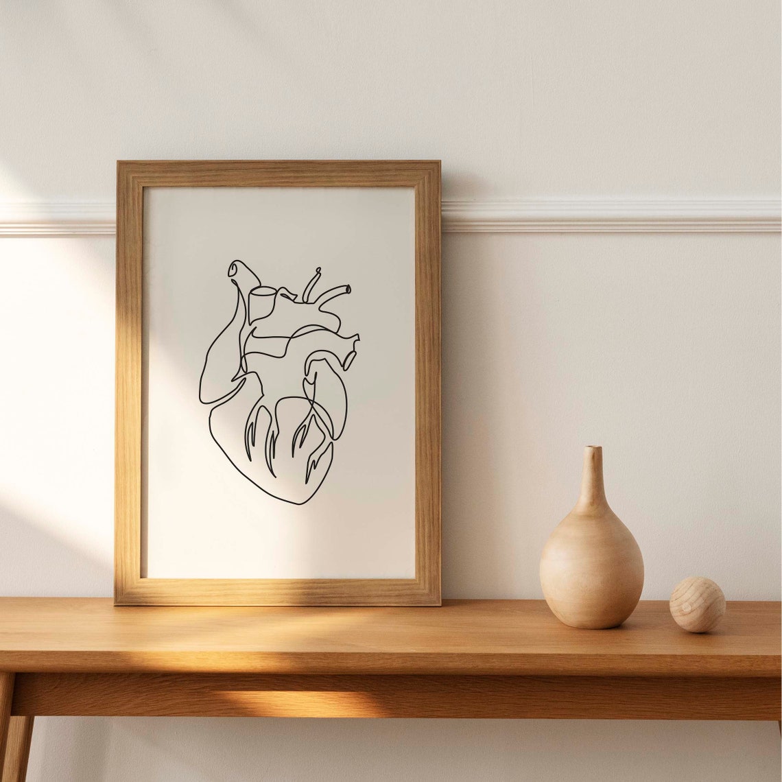 Black One Line Anatomical Heart Minimalist Medical Drawing Wall Poster - Image 2