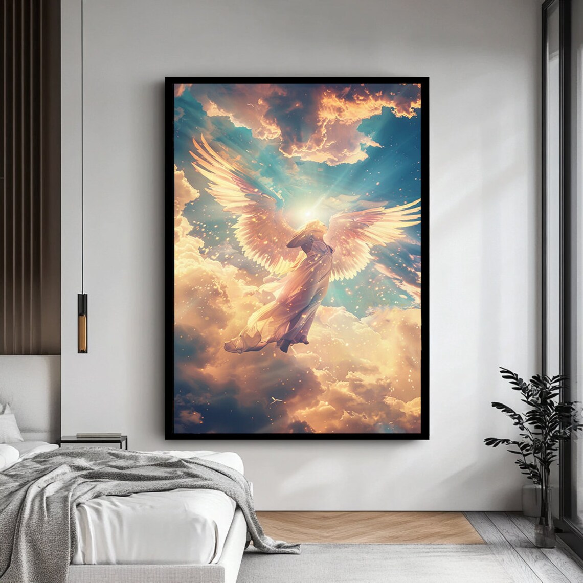 Flying Angel, Ethereal Heavenly Wall Decor