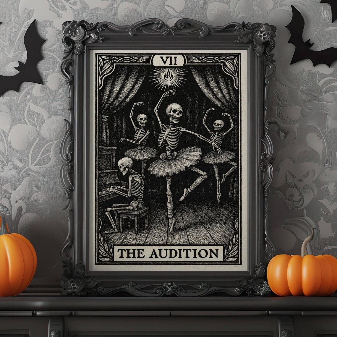 The Audition Skeleton Ballet Tarot Card Halloween Dancer Poster