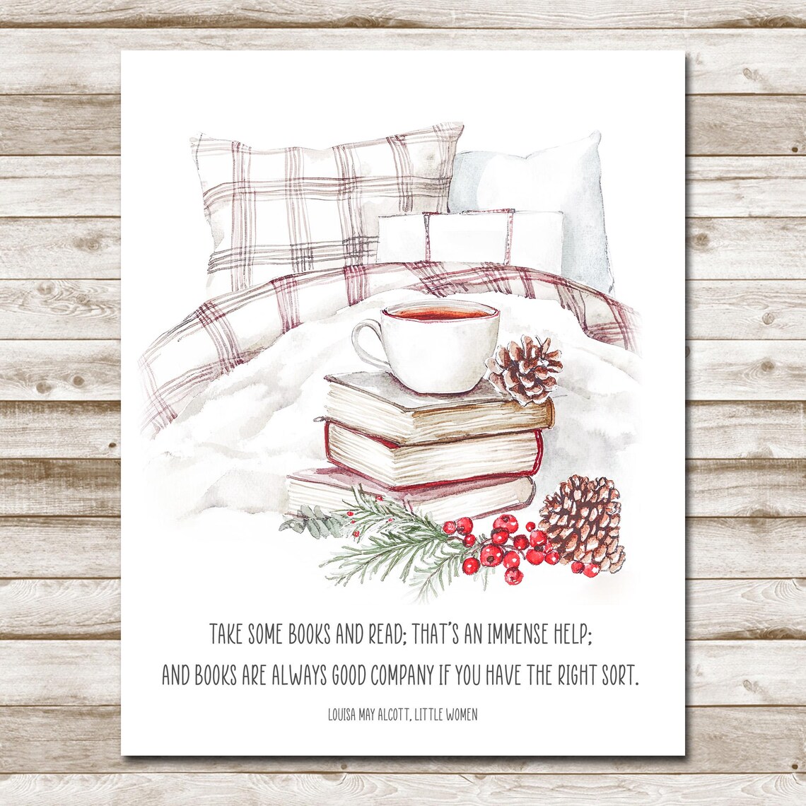 Little Women Reading Quote Watercolor Books Tea Cozy Library Nook Poster - Image 4