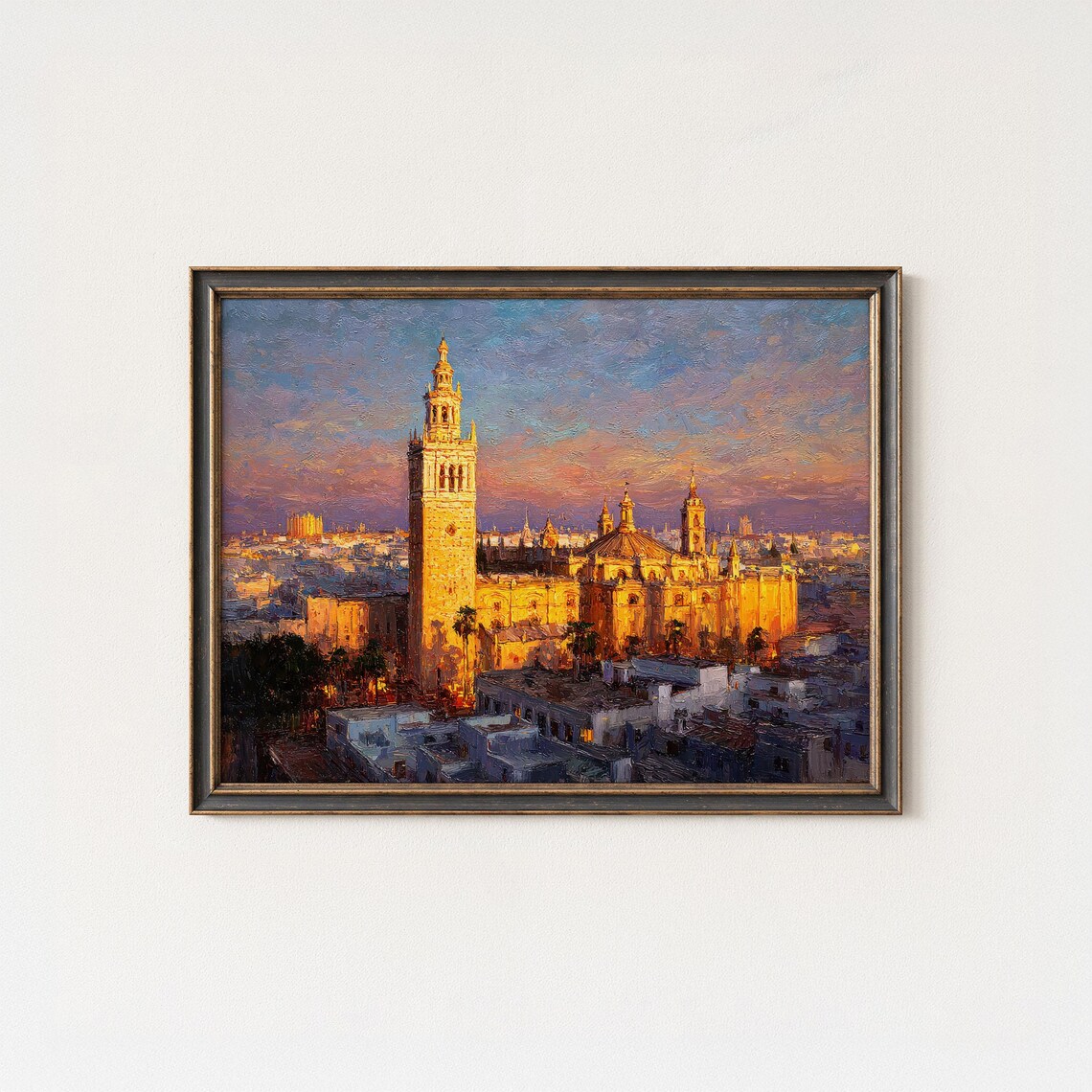 Seville Cathedral Twilight Print Giralda Tower Historic Spain Cityscape