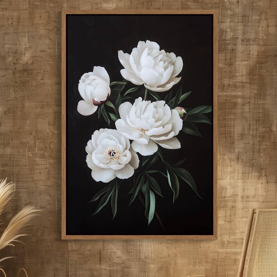 White Peonies, Elegant Floral Wall Art Print - Image 5