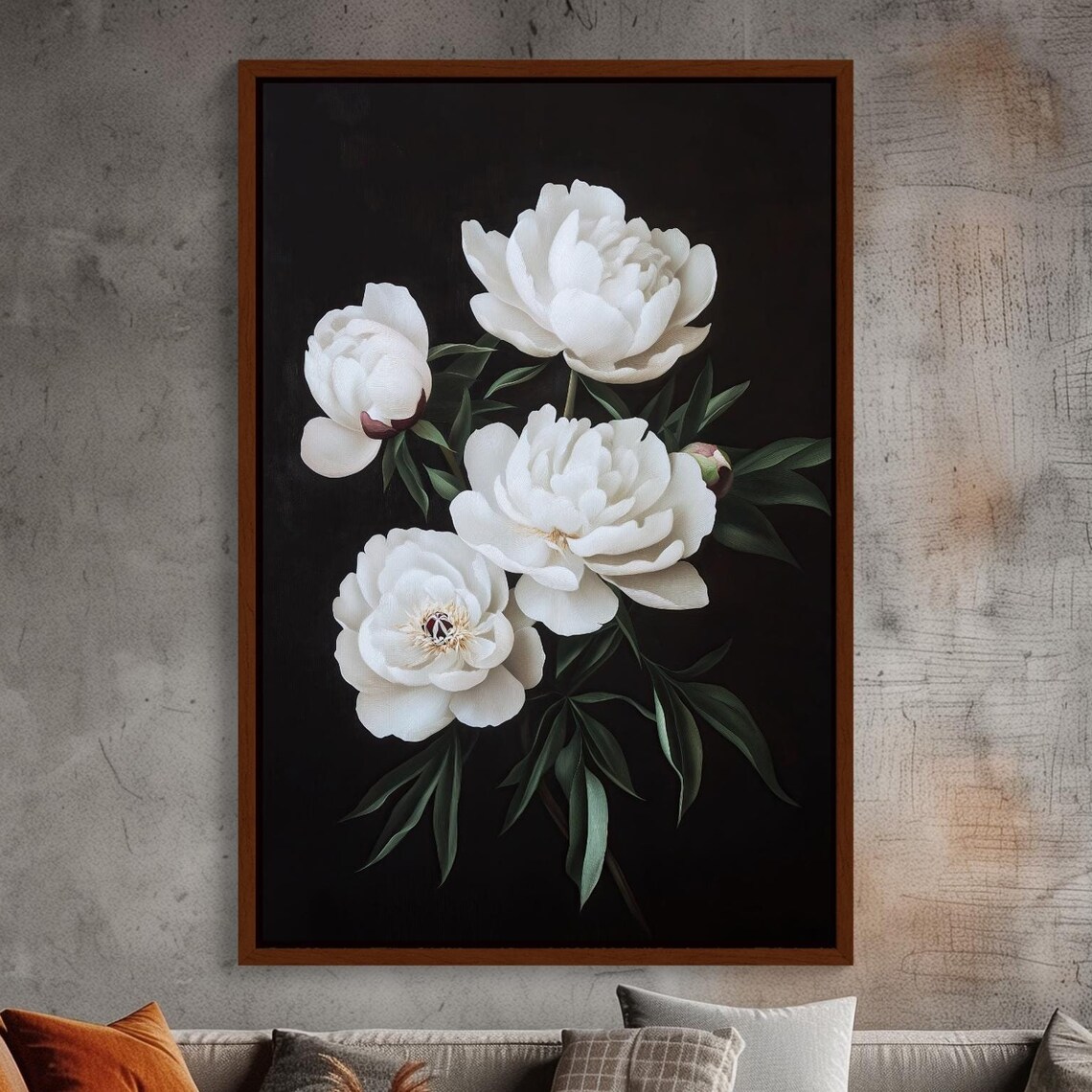 White Peonies, Elegant Floral Wall Art Print