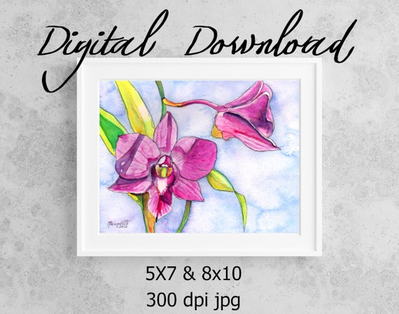Orchid Print Wall Art Art Poster Art Hawaii Art Hawaii Decor Tropical Flower Purple Orchids Print It Out
