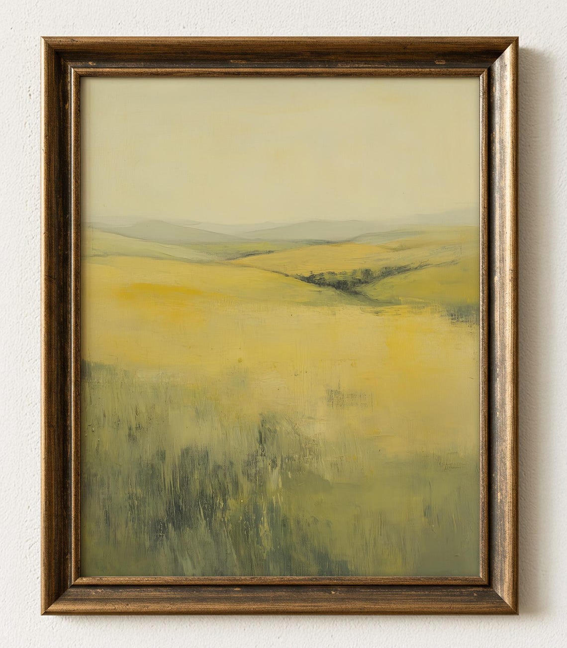 Earthy Abstract Landscape Painting Poster Ochre Sienna Rolling Hills