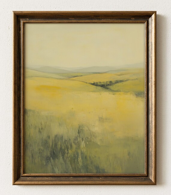 Earthy Abstract Landscape Painting Poster Ochre Sienna Rolling Hills