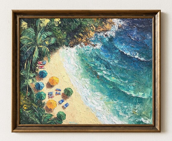 Impressionist Beach Art Print, Coastal Tropical Decor