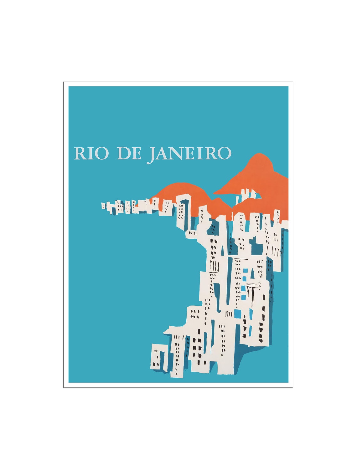 Rio De Janeiro Minimalist Teal Orange Cityscape Modern Art Poster