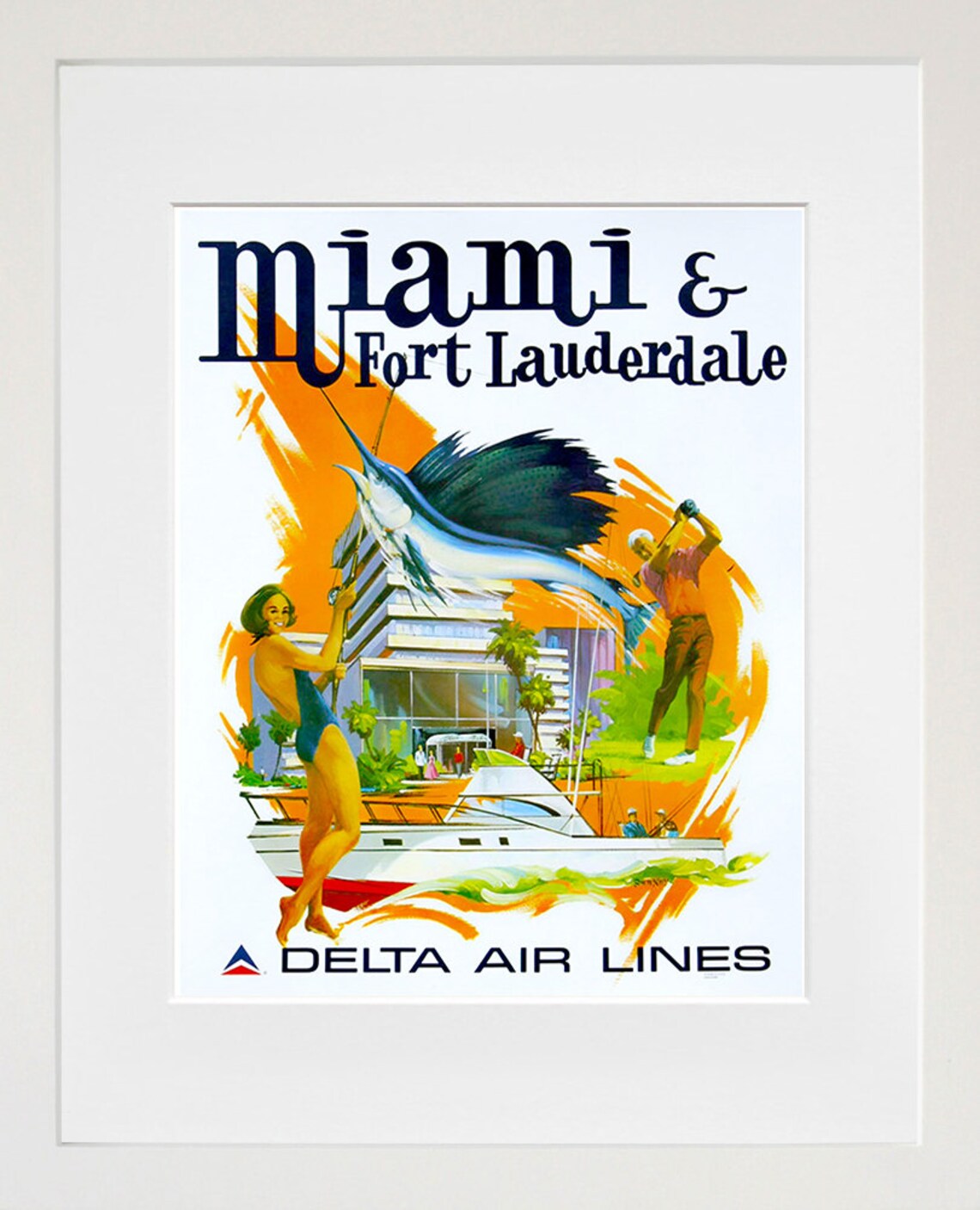 Miami Fort Lauderdale Retro Travel Poster, Florida