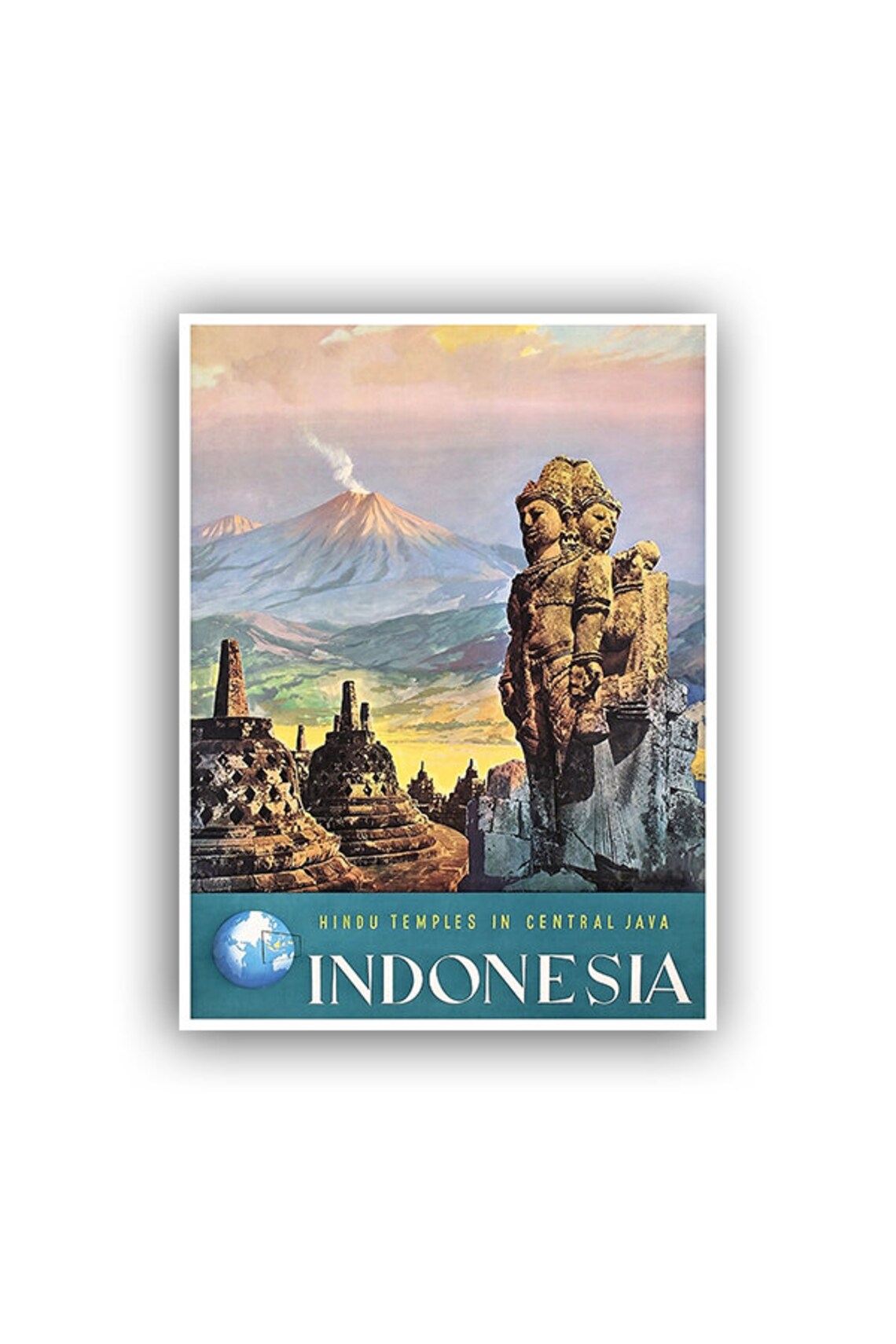 Indonesia Travel Poster, Retro Home Decor