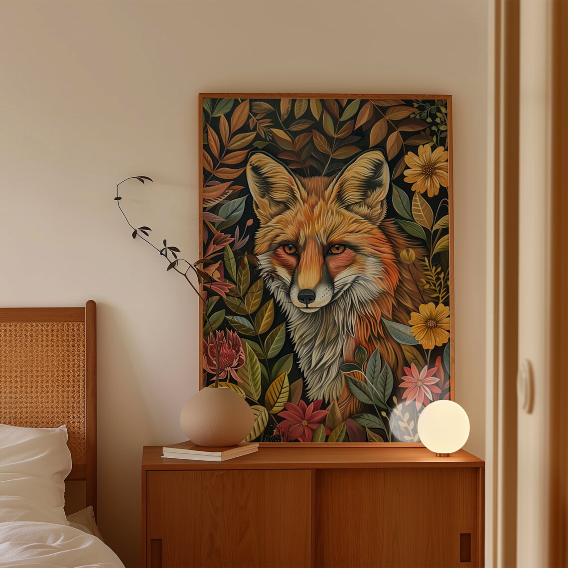 Botanical Fox William Morris Style Art Print - Image 4
