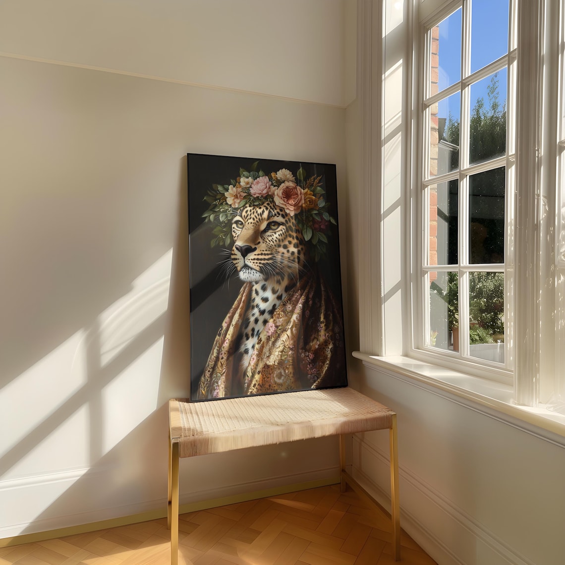 Leopard Portrait, Maximalist Eclectic Animal Art Print - Image 4