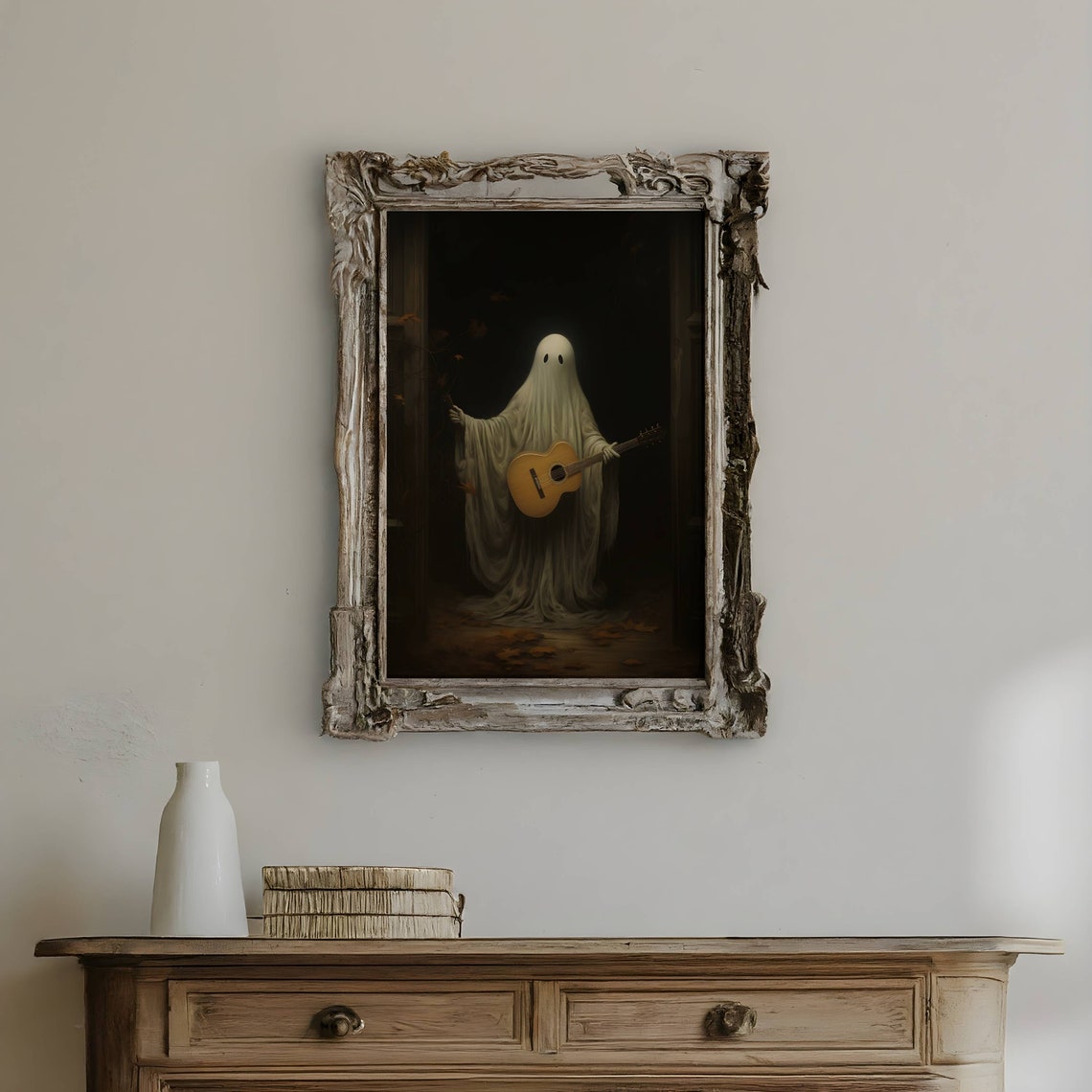 Ghost Playing Acoustic Guitar Doorway Vintage Night Spooky Poster - Image 3