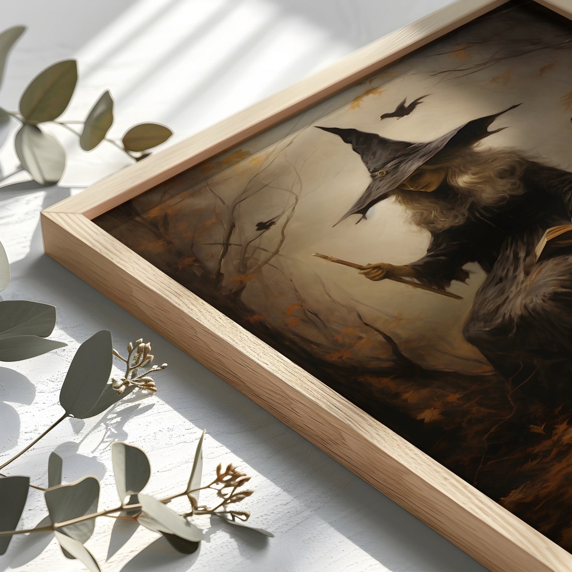Witch Reading Spell Book Autumn Forest Crows Dark Magic Poster - Image 2