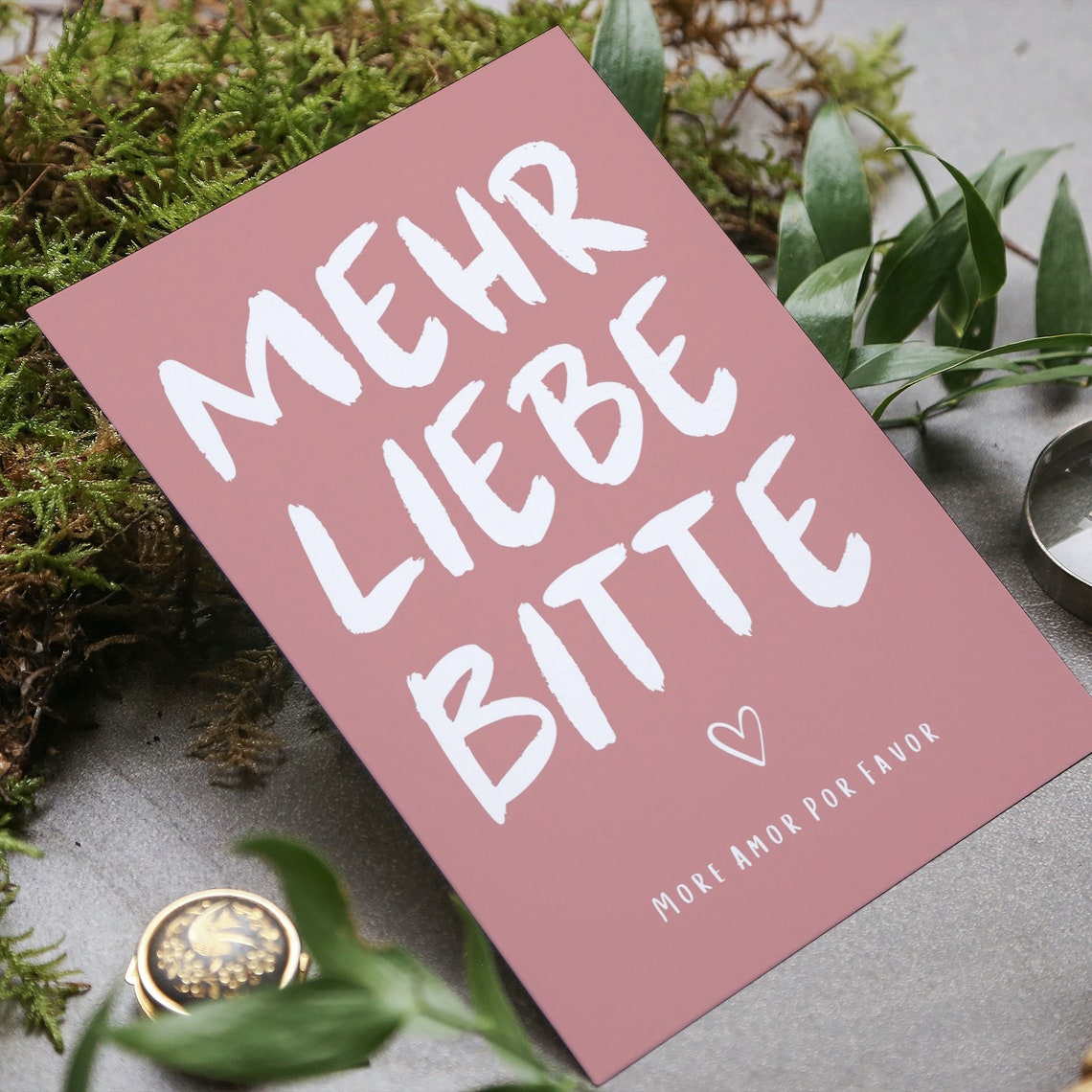 Mehr Liebe Bitte Blush Pink German Love Quote Typography Heart Poster - Image 4
