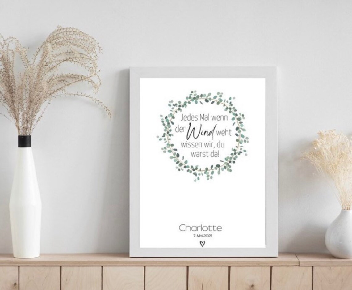 Personalized Memorial Poster for Child Loss with Eucalyptus Wreath - Image 2