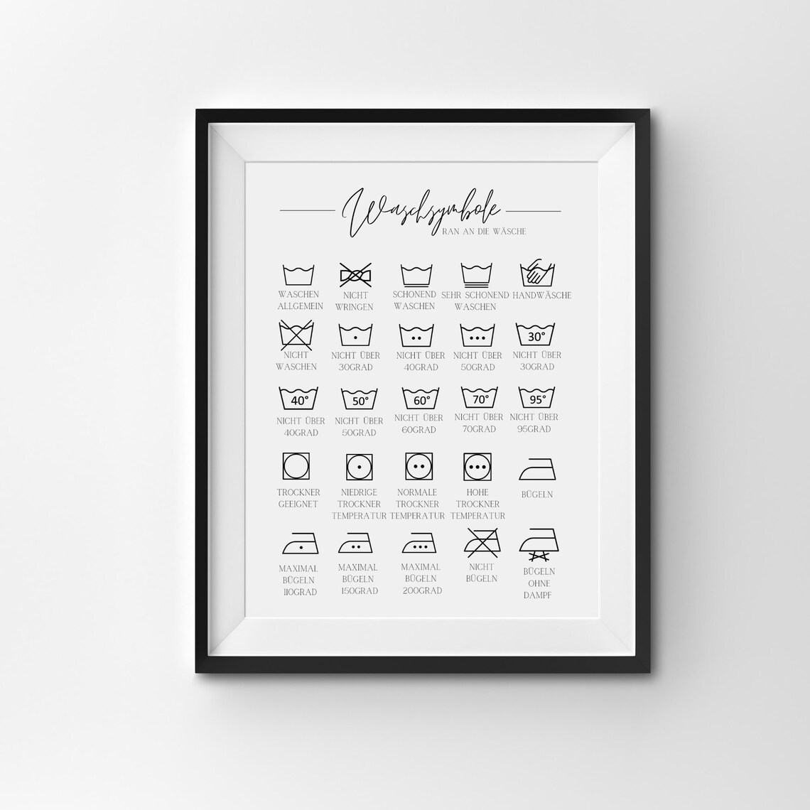 Laundry Room Washing Symbols Typography Poster - Image 3