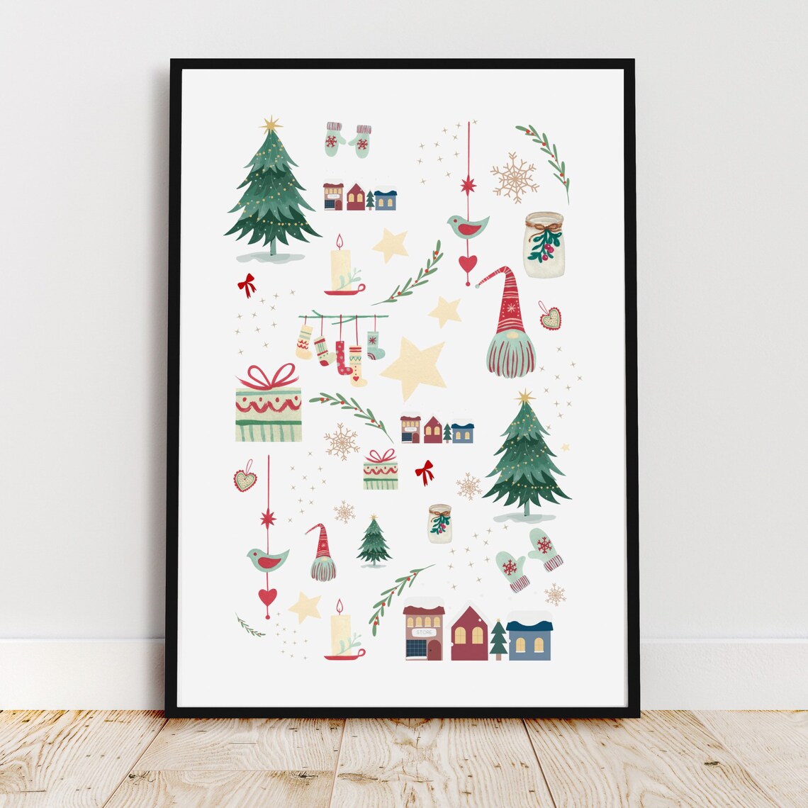 Christmas Time Decorative Poster, Holiday Wall Print
