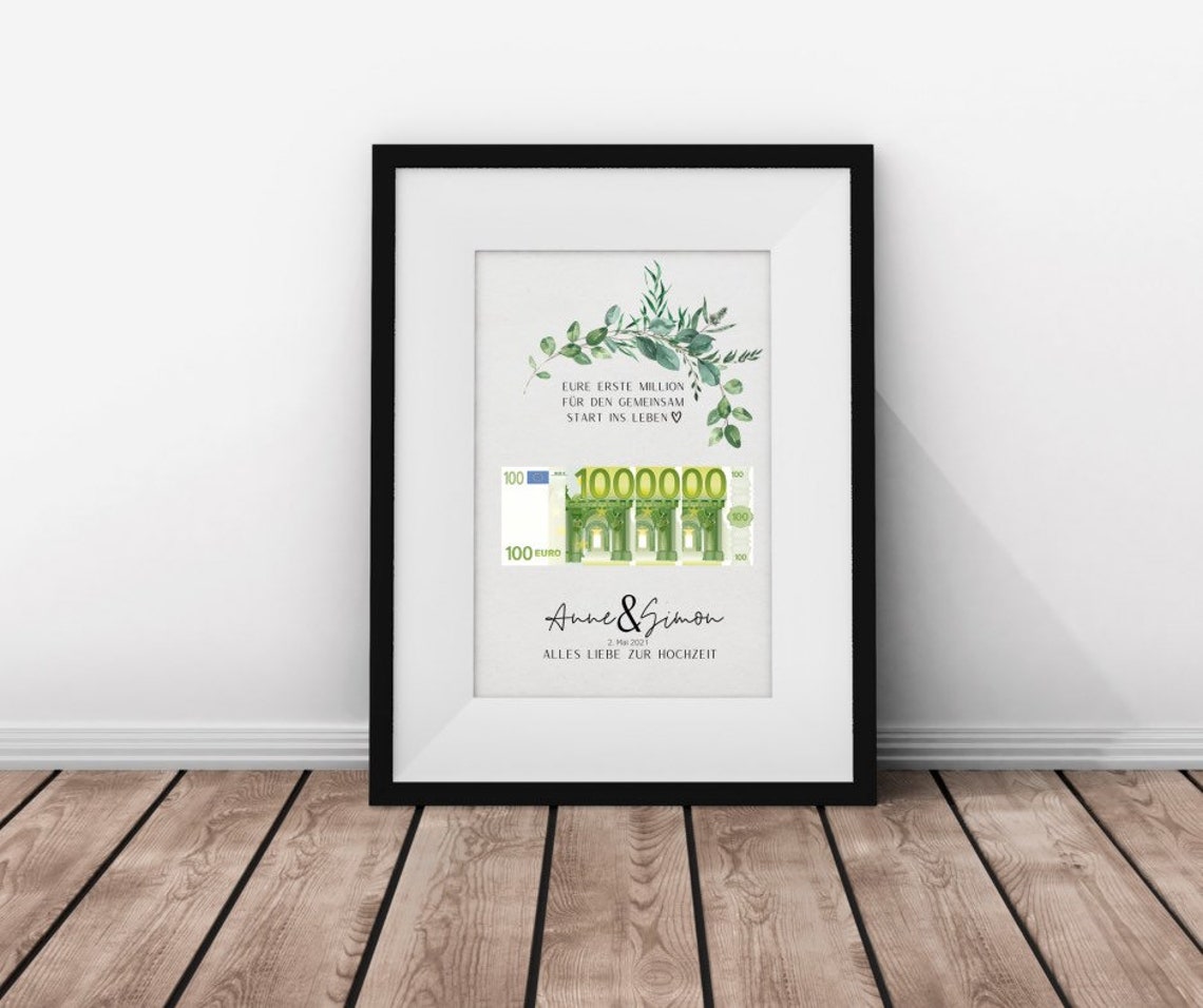 Personalized Wedding Money Gift Poster with Eucalyptus Greenery - Image 2