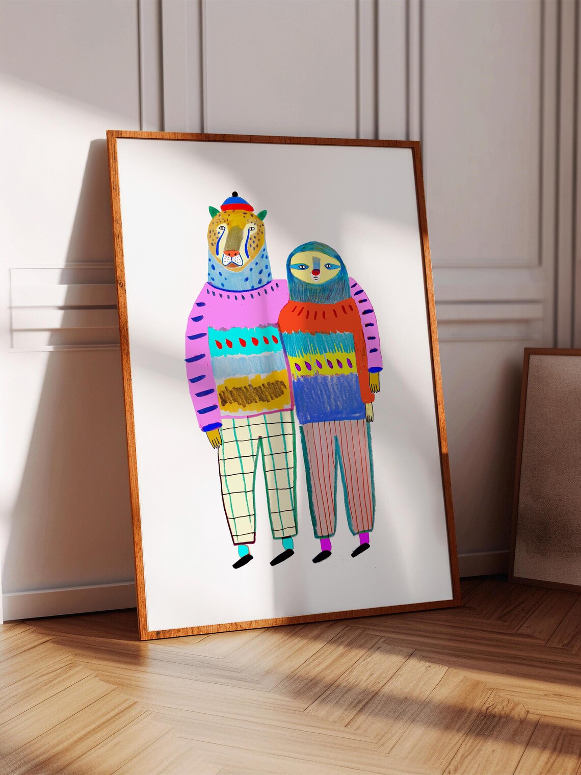 Leopard And Sloth Kids Animal Illustration Art Print
