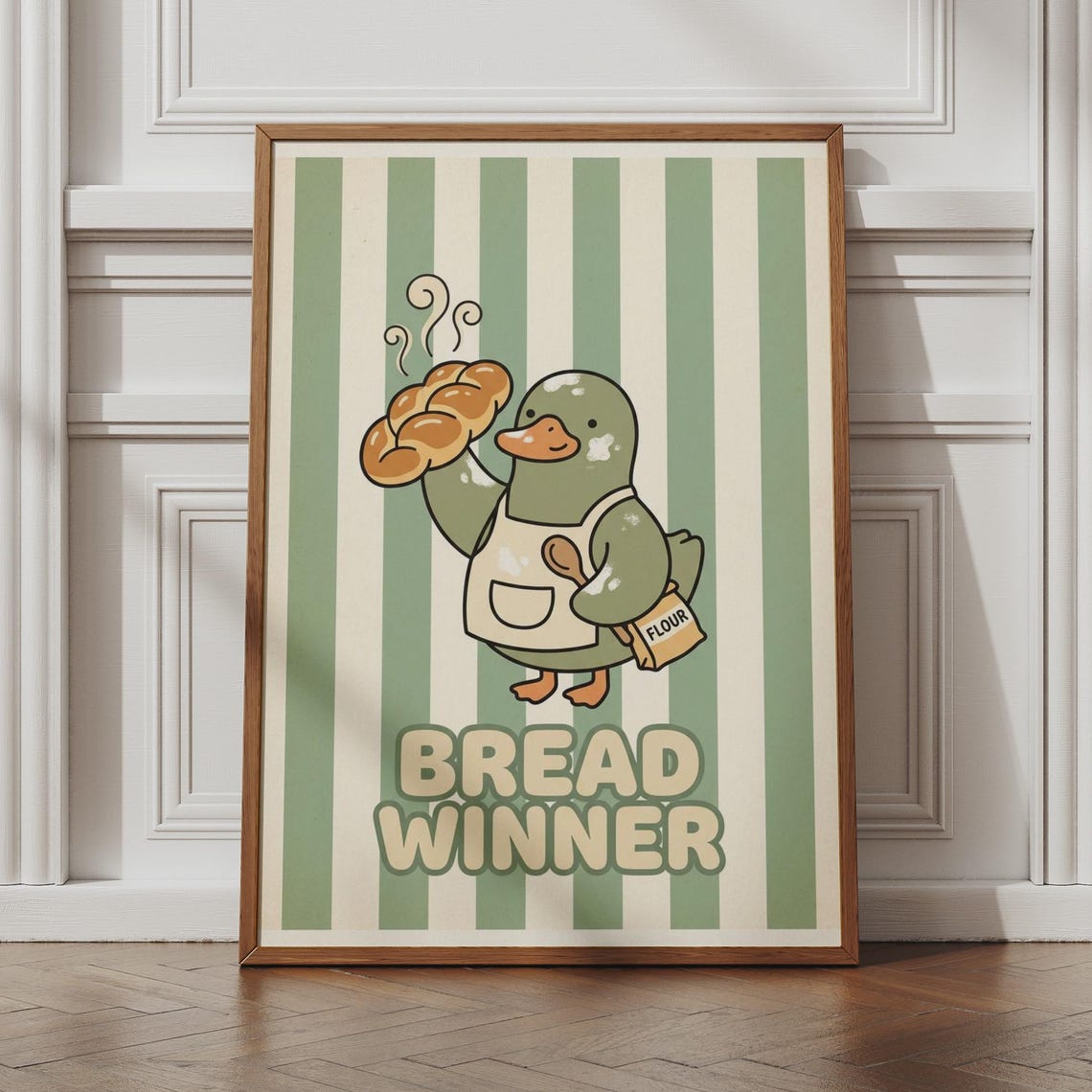 Bread Winner Duck Poster Funny Cute Wall Art Baker Kitchen Print Silly Gift