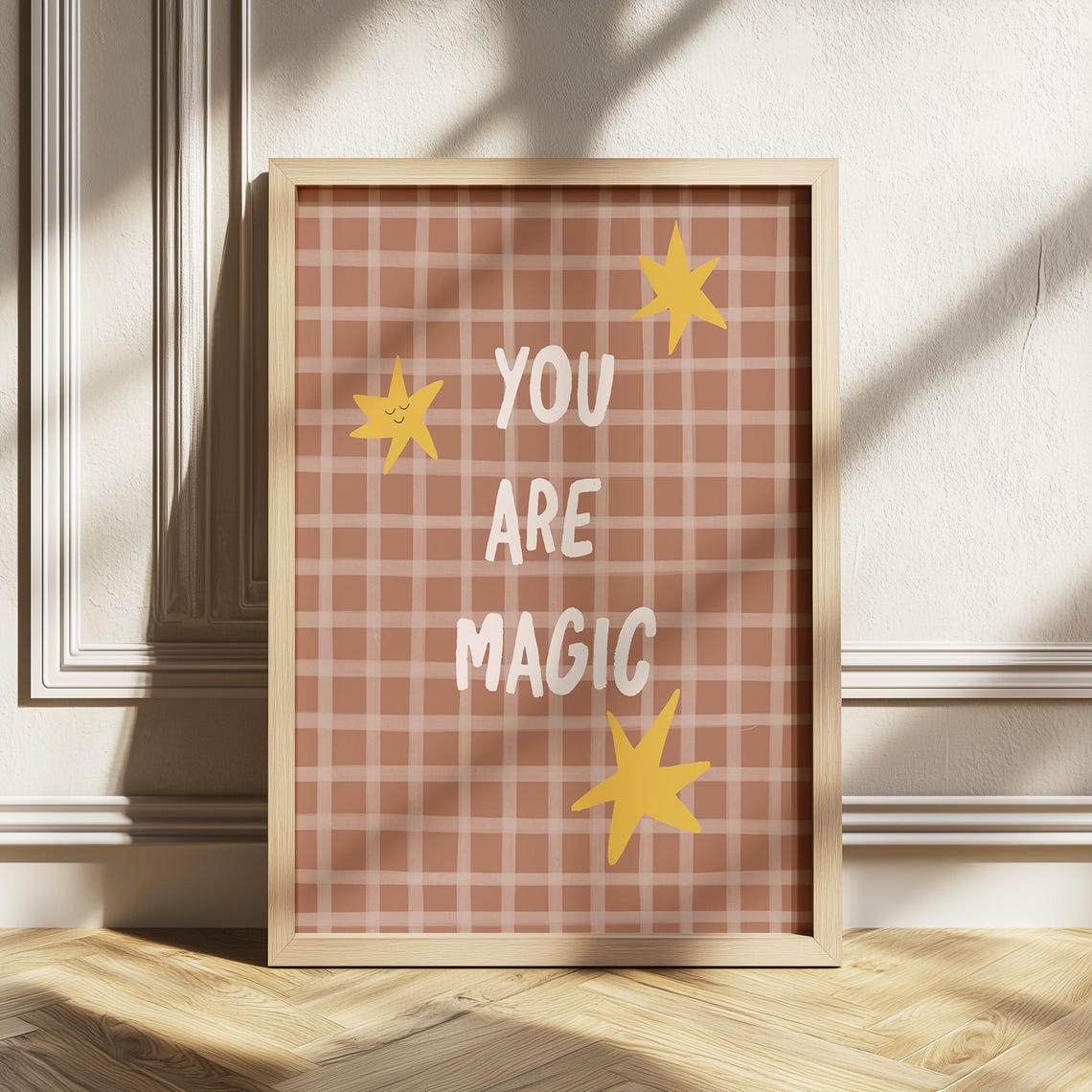 You Are Magic Checkered Stars Kids Room Empowerment Quote Poster