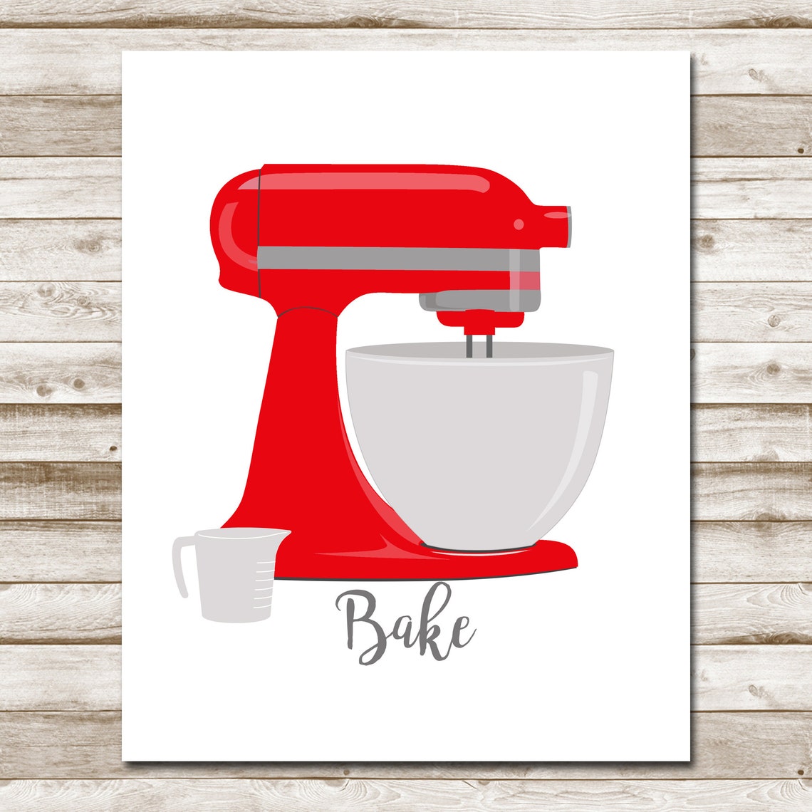 Red Stand Mixer Bake Kitchen Modern Baking Decor Minimalist Poster - Image 4