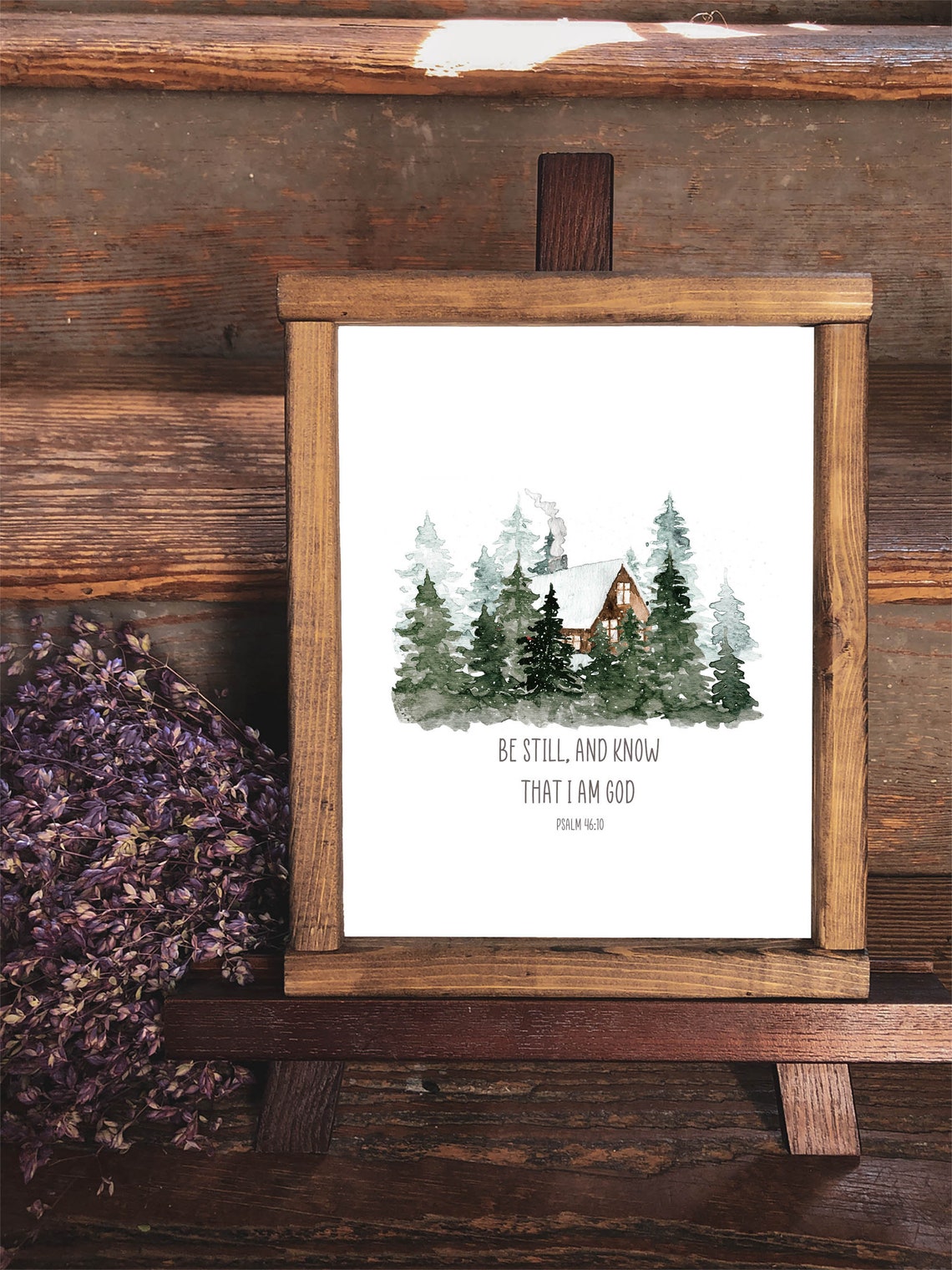 Be Still And Know That I Am God Psalm 46:10 Snowy Cabin Winter Poster - Image 8
